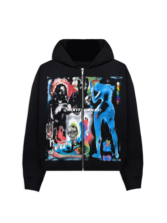 BLK CROPPED HOODIE