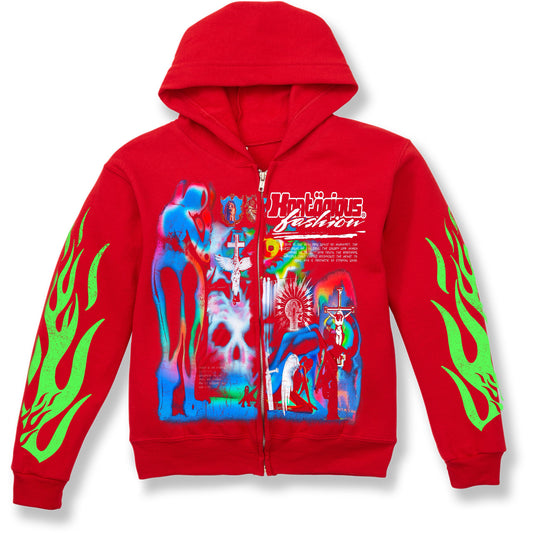 RED STASHED BABY ZIP UP